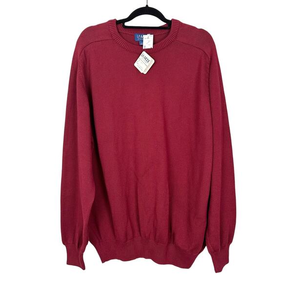 NWT Deadstock LA MODE Sportswear Combed Cotton Red Knit Crewneck Sweater XXXL - Picture 1 of 10